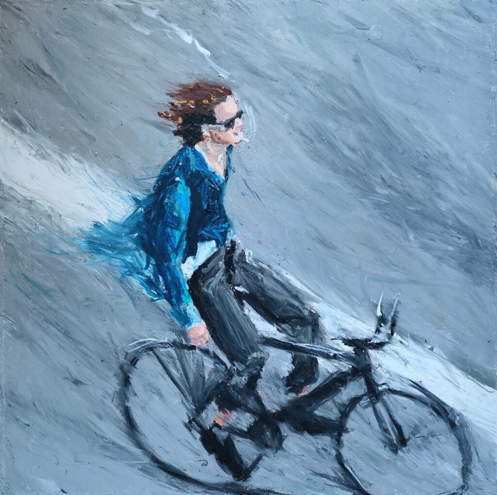 Vola sulla bicicletta, 60x60cm